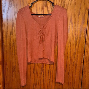 Rust Ribbed Knit Top